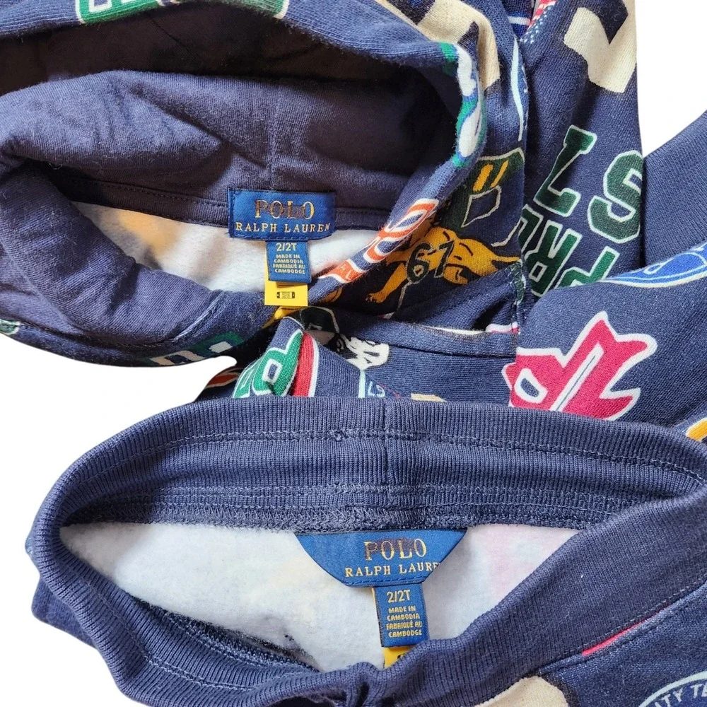 Polo‎ Ralph Lauren Toddler Boys Navy Varsity Multi-Logo Hoodie & Jogger Set 5T